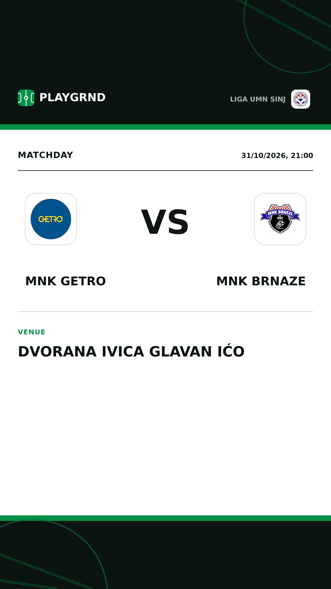 Instagram artwork: MNK Getro vs MNK Brnaze