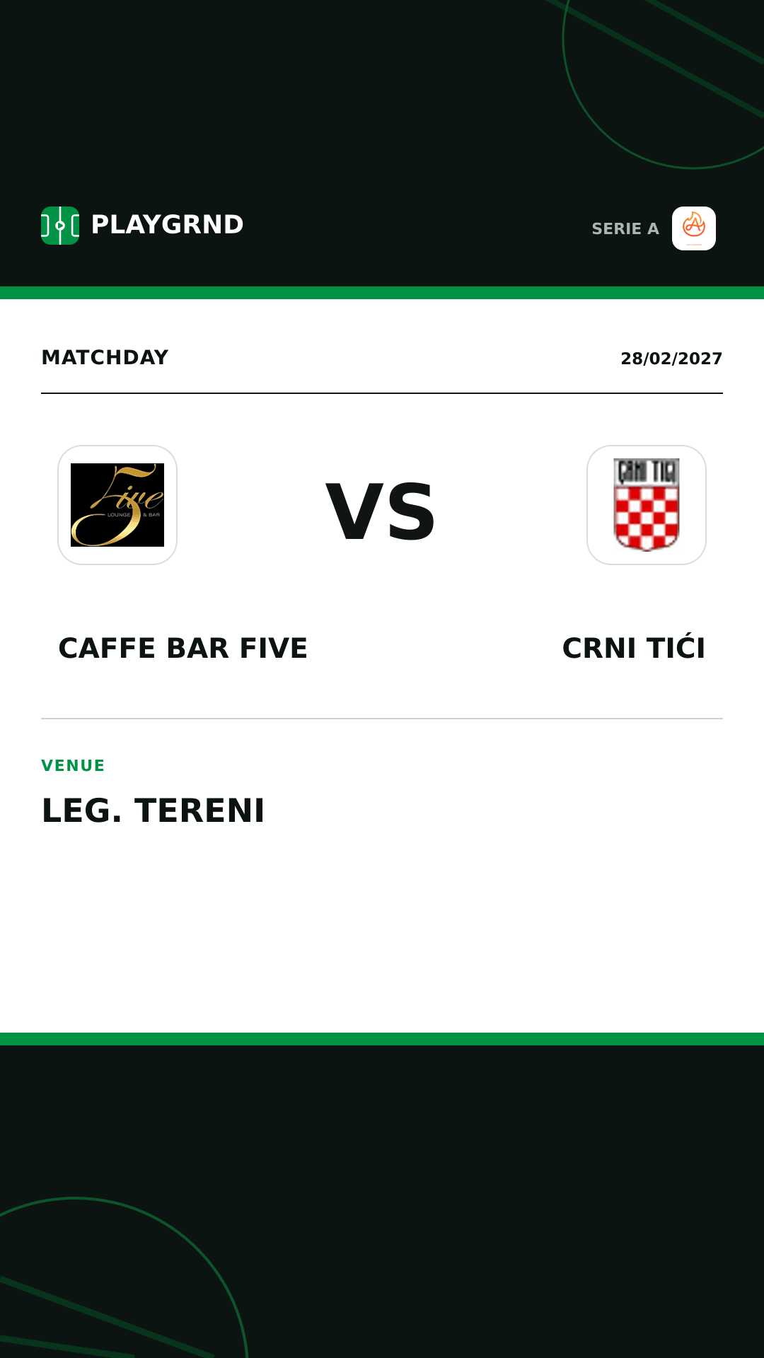 Instagram artwork: Caffe Bar Five vs Crni Tići