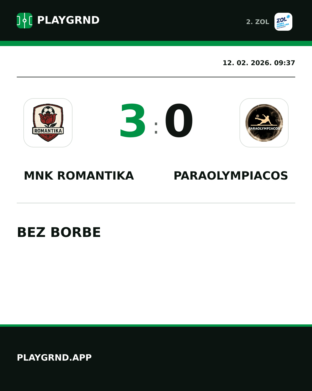 Instagram slika: MNK Romantika 3:0 Paraolympiacos