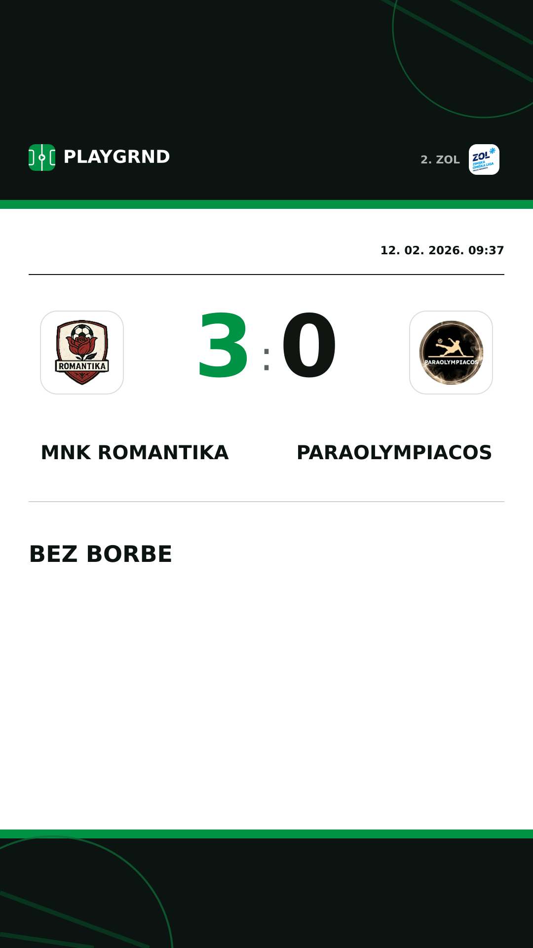 Instagram slika: MNK Romantika 3:0 Paraolympiacos