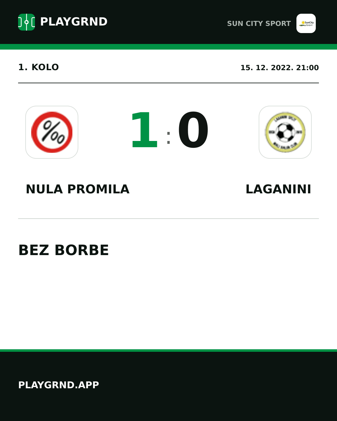 Instagram slika: Nula Promila 1:0 Laganini
