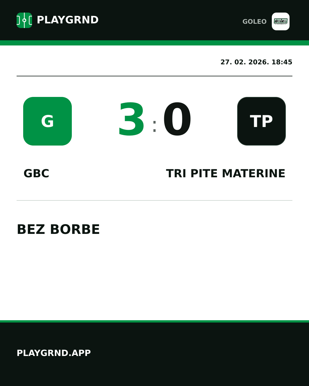 Instagram slika: GBC 3:0 Tri Pite Materine