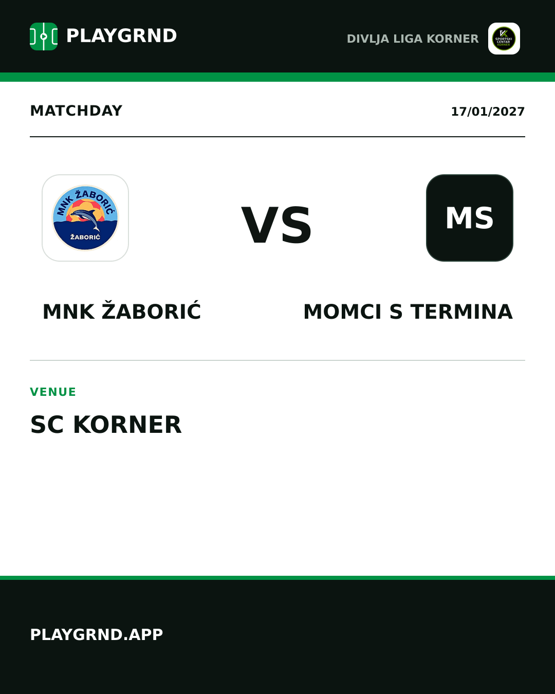 Instagram artwork: MNK Žaborić vs Momci s termina