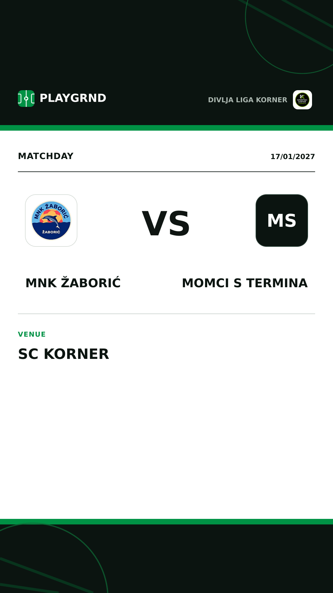 Instagram artwork: MNK Žaborić vs Momci s termina