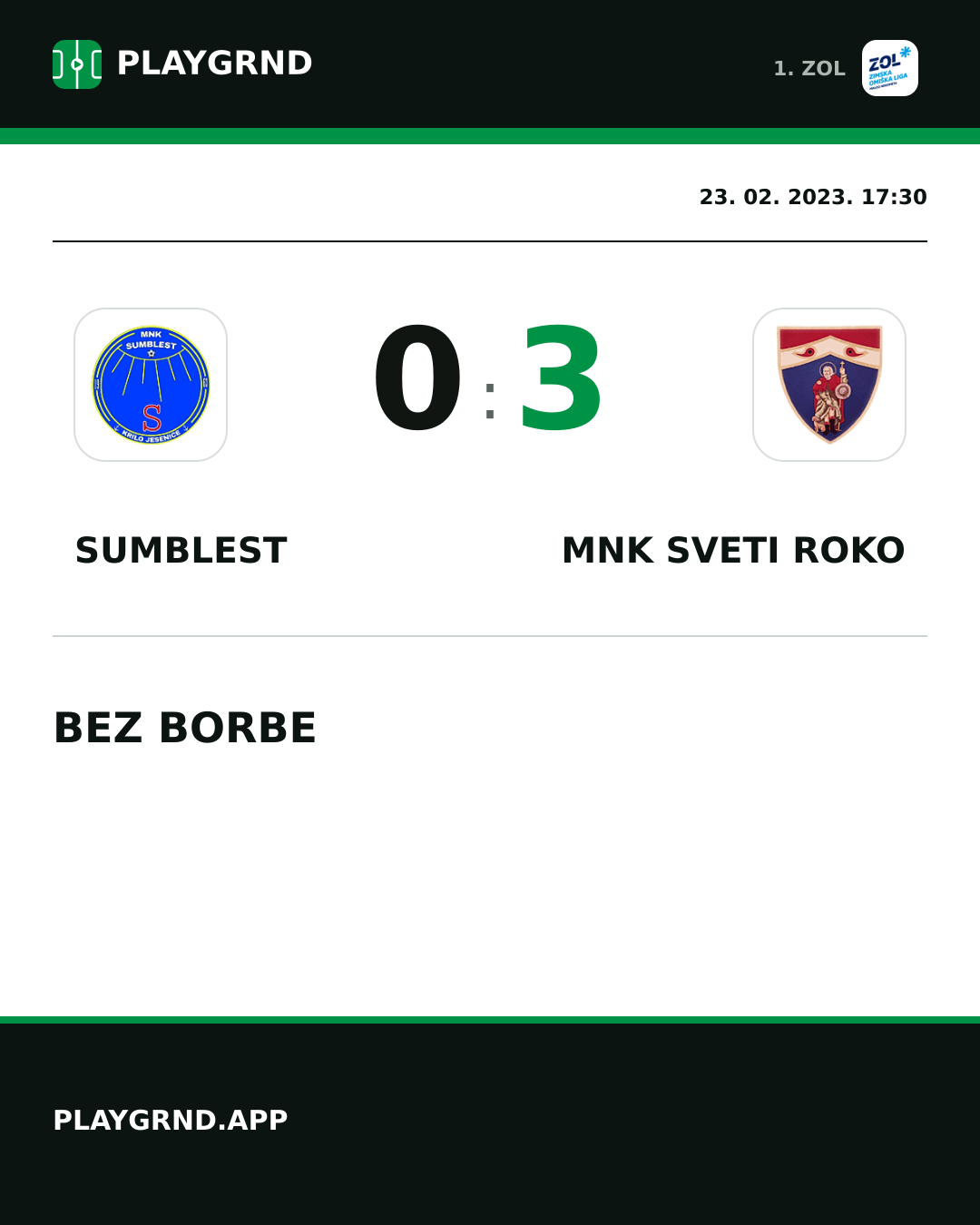 Instagram slika: Sumblest 0:3 MNK Sveti Roko