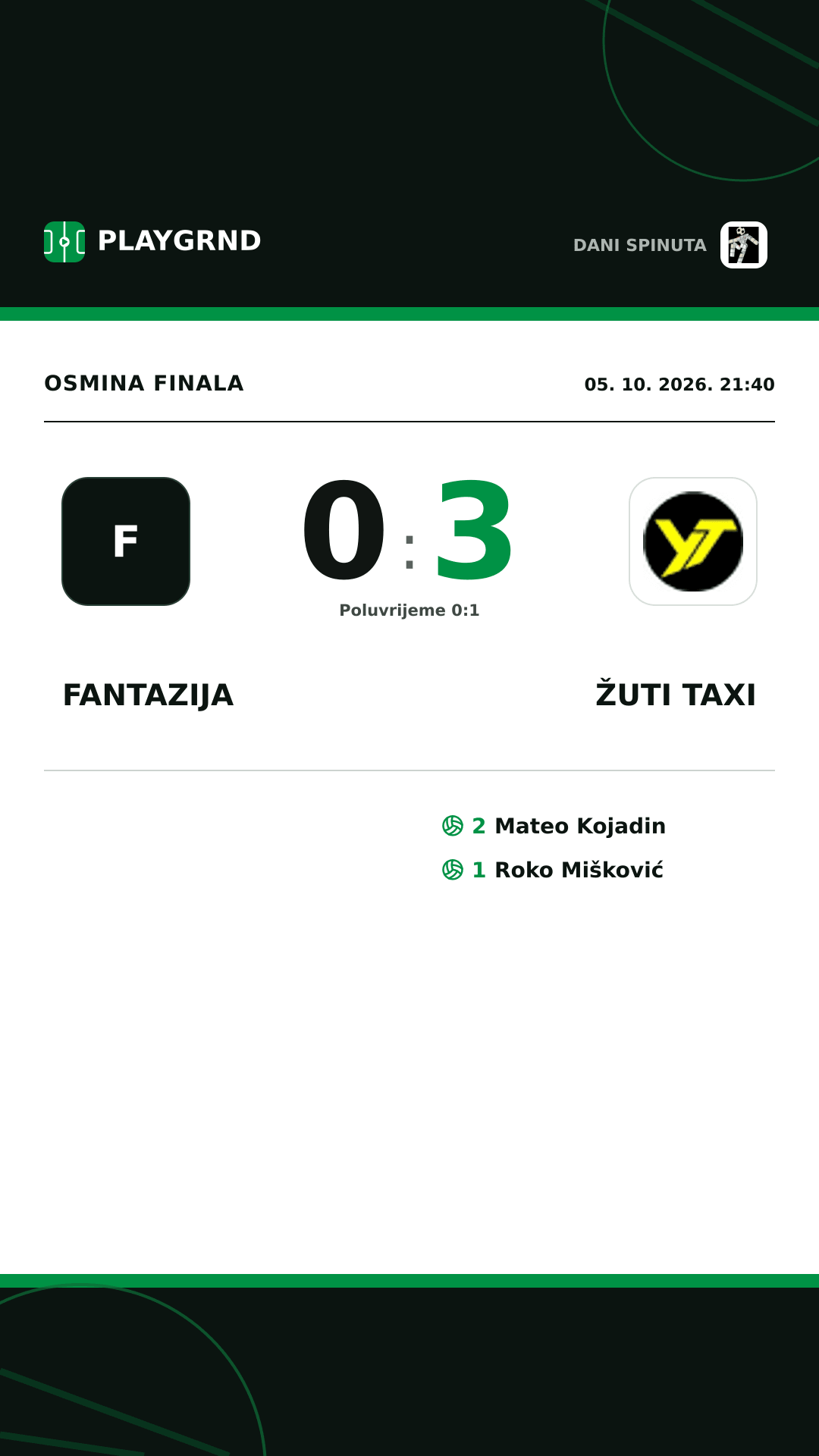 Instagram slika: Fantazija 0:3 Žuti Taxi