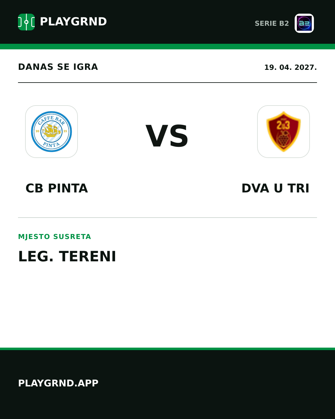 Instagram slika: CB Pinta vs Dva U Tri