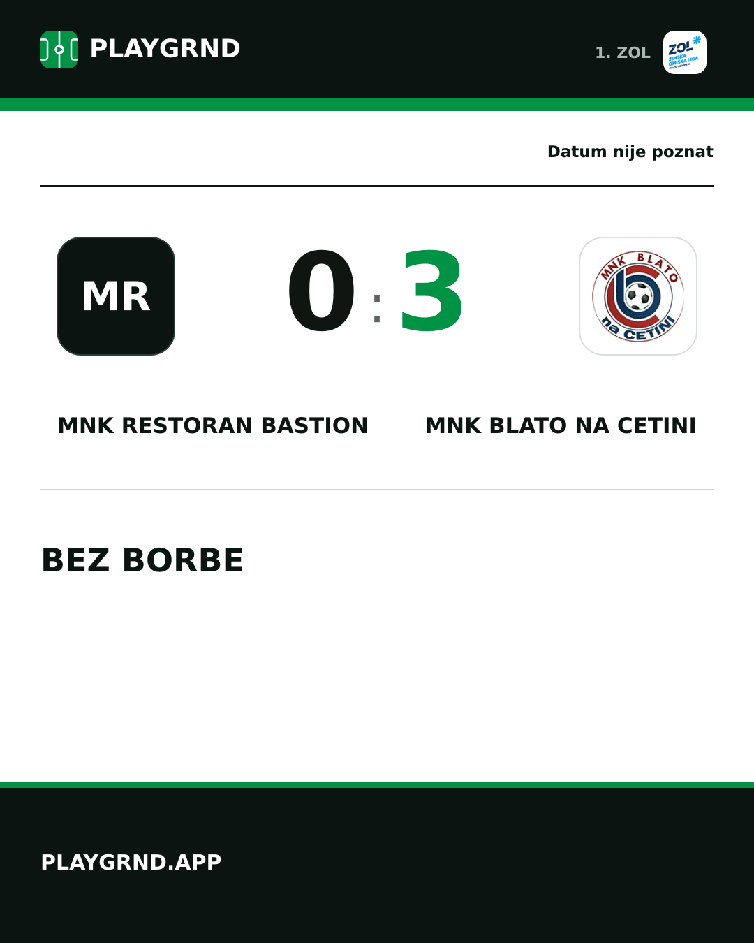 Instagram slika: MNK Restoran Bastion 0:3 MNK Blato na Cetini