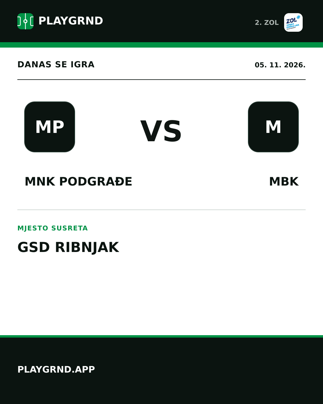 Instagram slika: MNK Podgrađe vs MBK