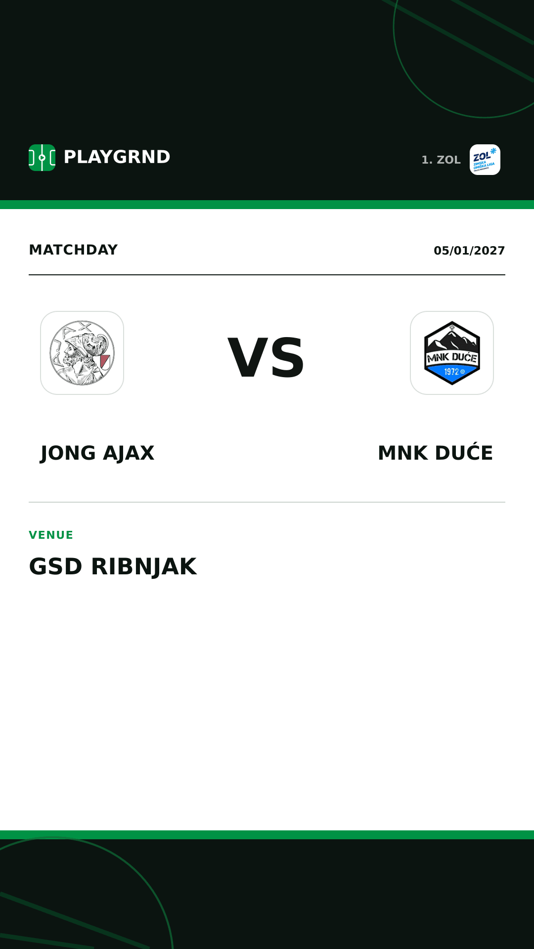 Instagram artwork: Jong Ajax vs MNK Duće