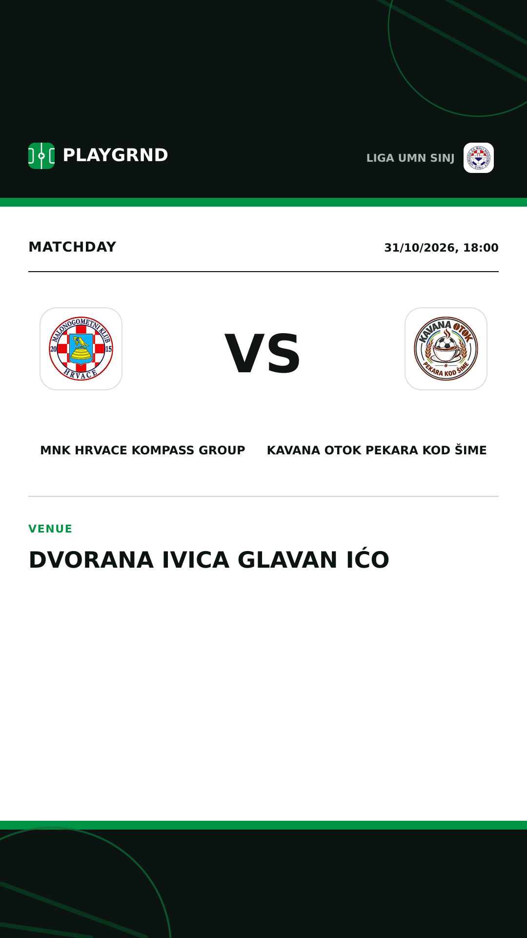 Instagram artwork: MNK Hrvace Kompass Group vs Kavana Otok Pekara kod Šime