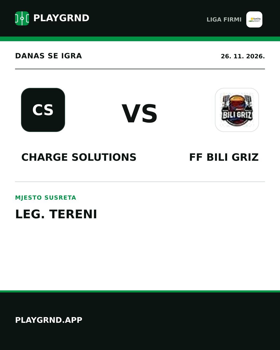 Instagram slika: Charge Solutions vs FF Bili Griz