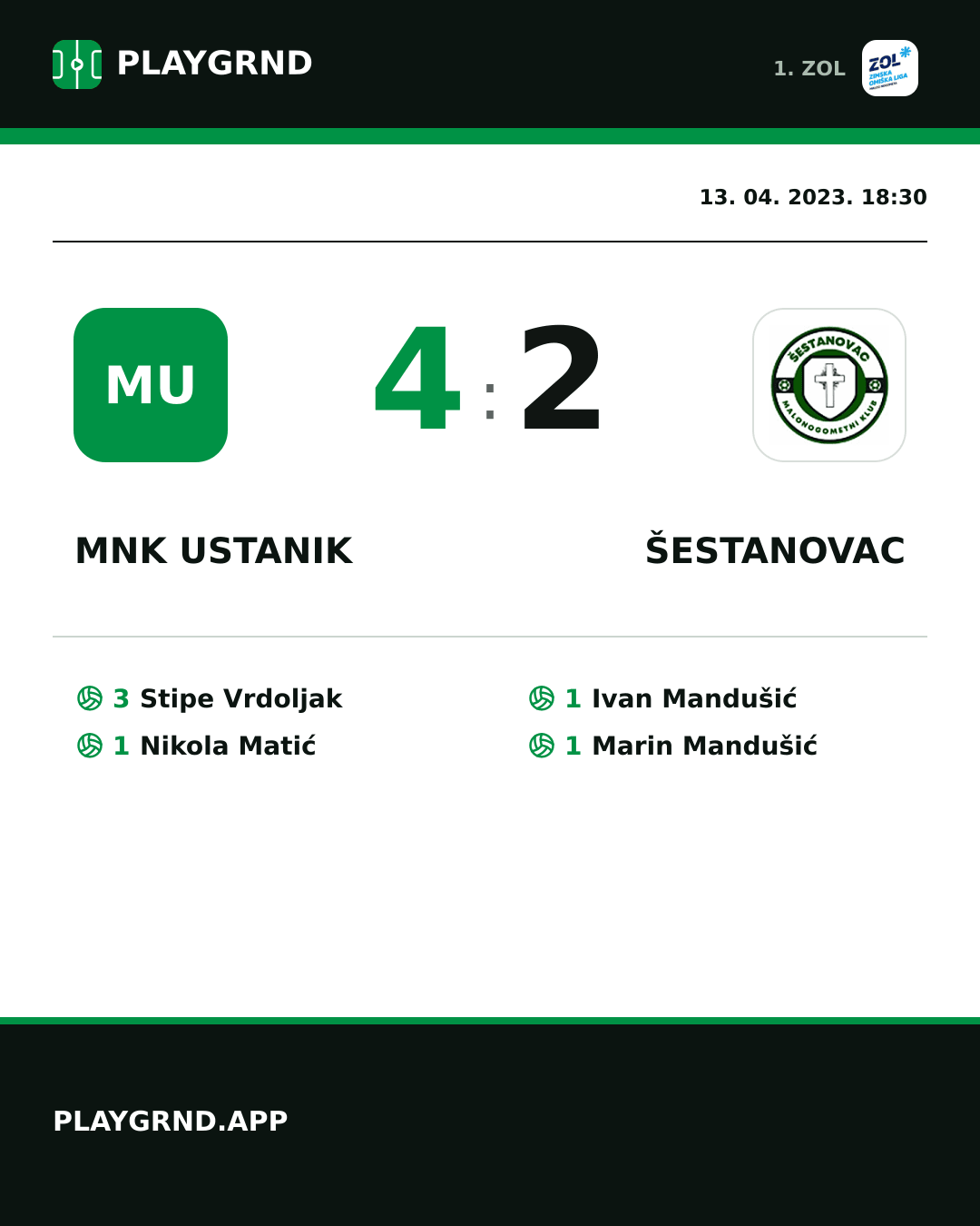 Instagram slika: MNK Ustanik 4:2 Šestanovac