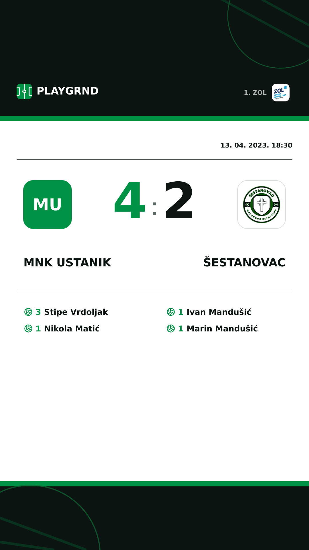 Instagram slika: MNK Ustanik 4:2 Šestanovac