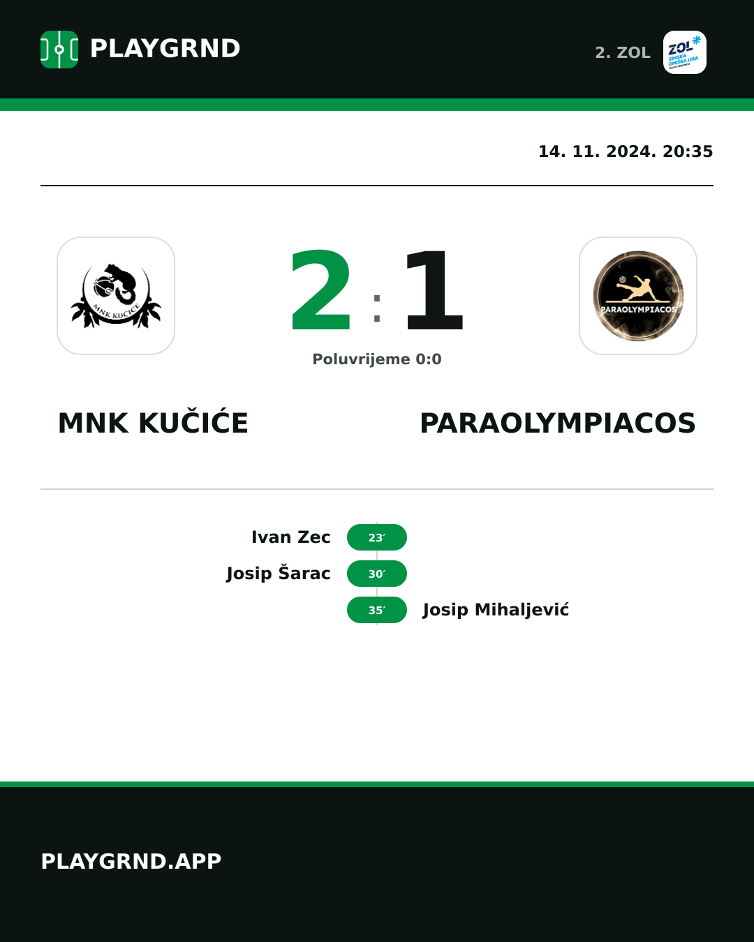 Instagram slika: MNK Kučiće 2:1 Paraolympiacos