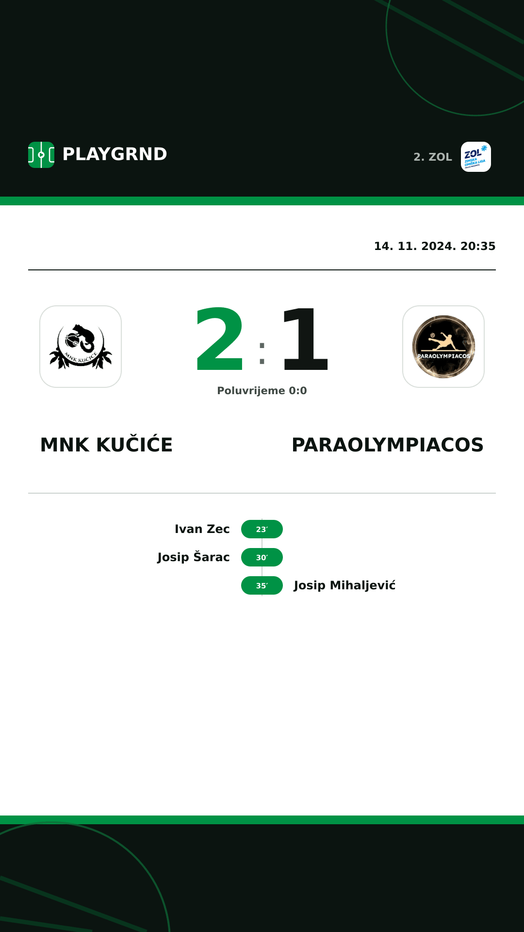 Instagram slika: MNK Kučiće 2:1 Paraolympiacos