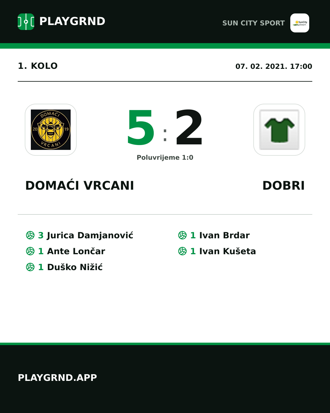 Instagram slika: Domaći Vrcani 5:2 Dobri