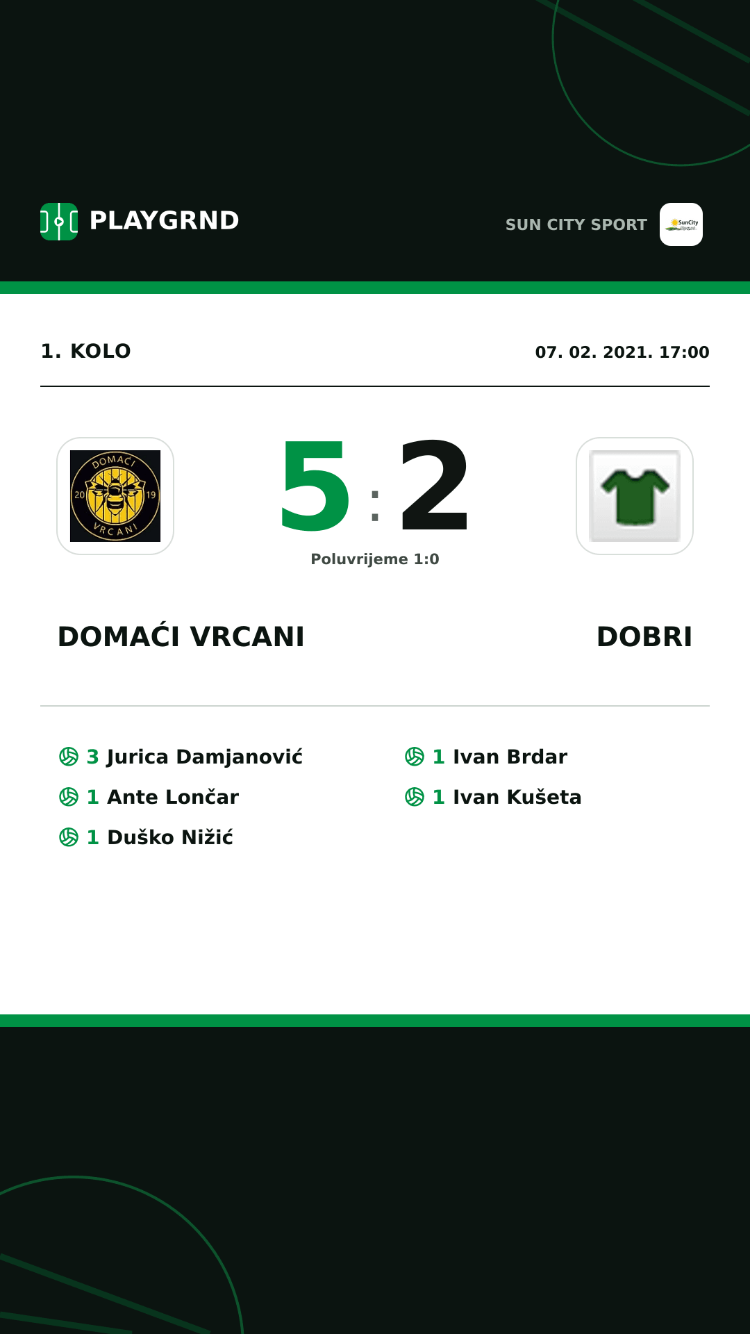 Instagram slika: Domaći Vrcani 5:2 Dobri
