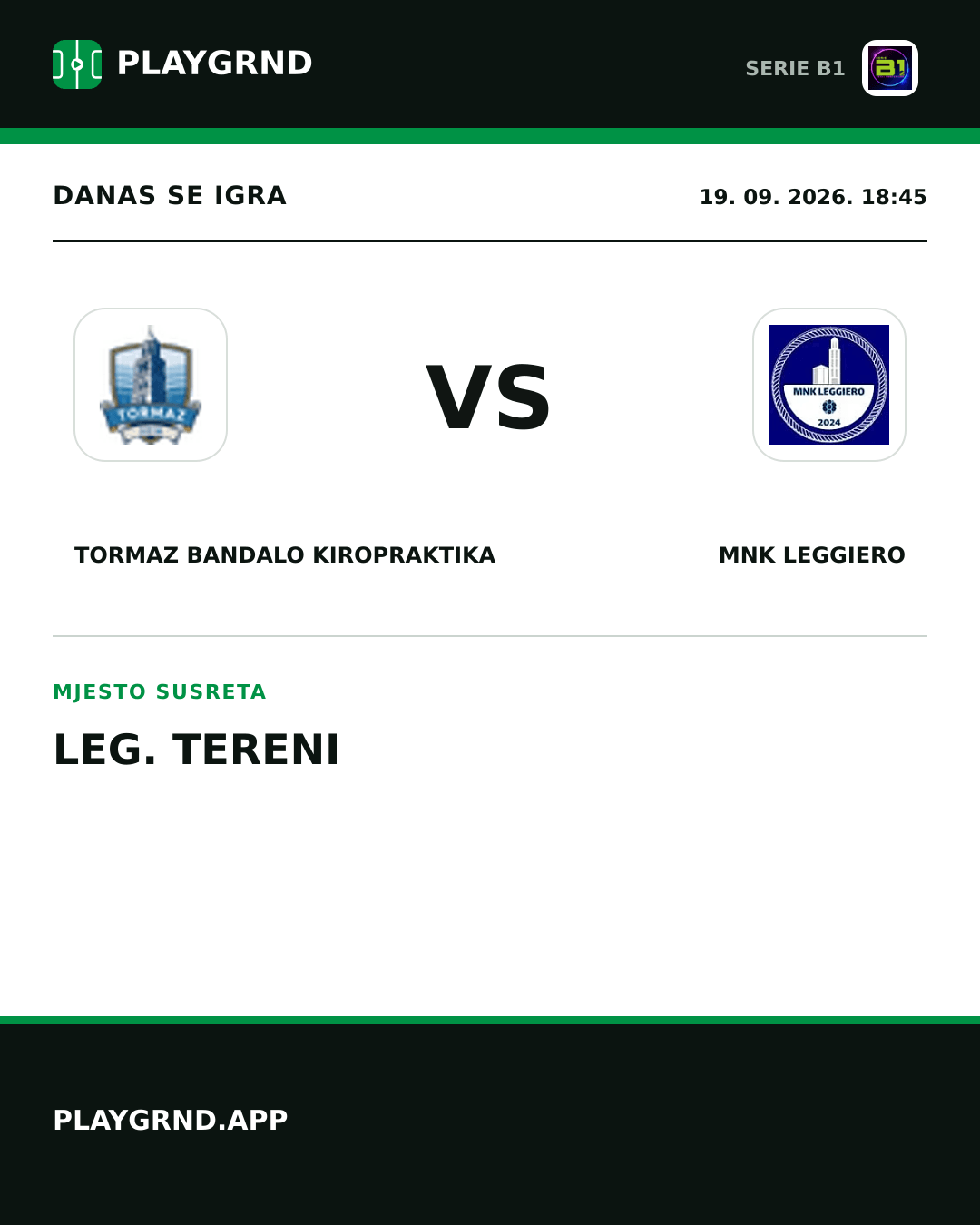 Instagram slika: Tormaz Bandalo Kiropraktika vs MNK Leggiero