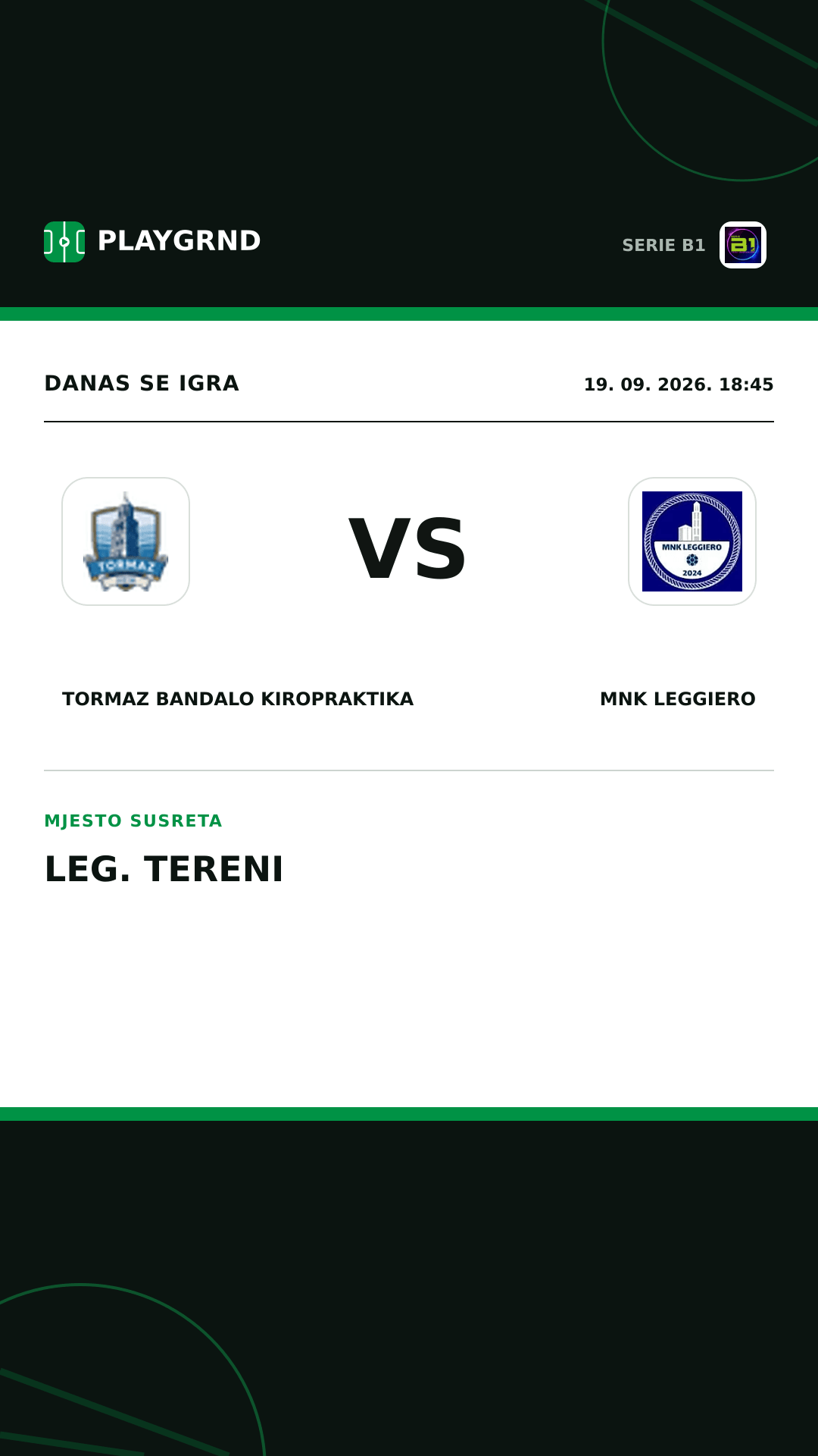 Instagram slika: Tormaz Bandalo Kiropraktika vs MNK Leggiero