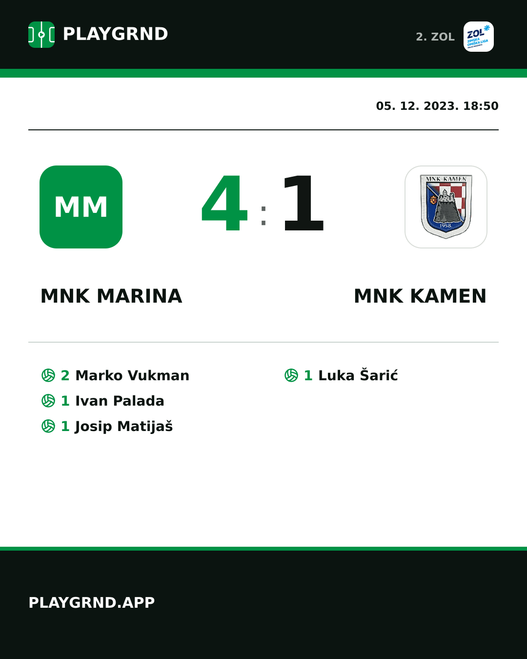 Instagram slika: MNK Marina 4:1 MNK Kamen