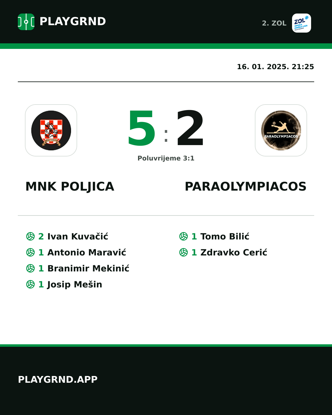Instagram slika: MNK Poljica 5:2 Paraolympiacos