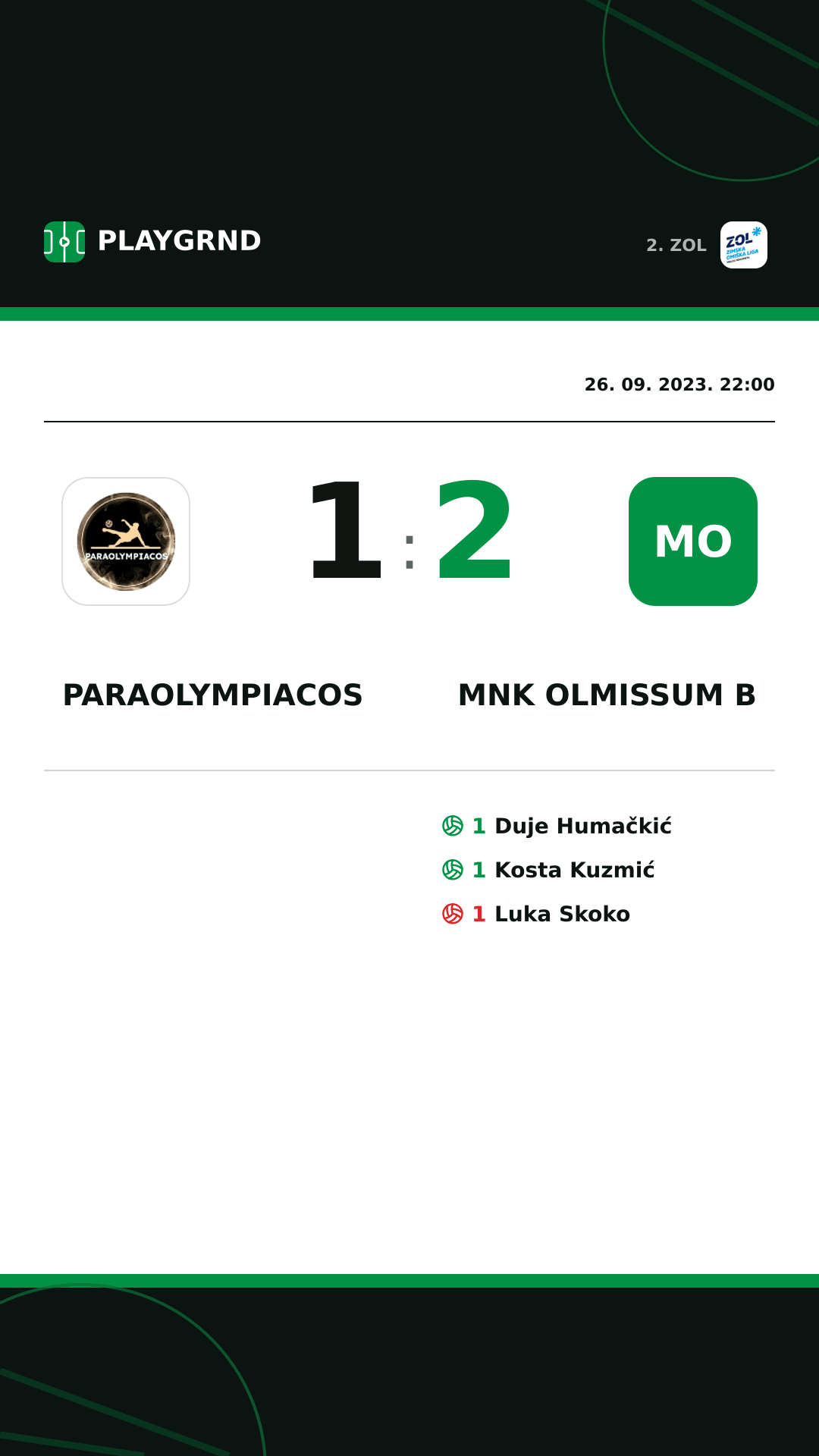 Instagram slika: Paraolympiacos 1:2 MNK Olmissum B