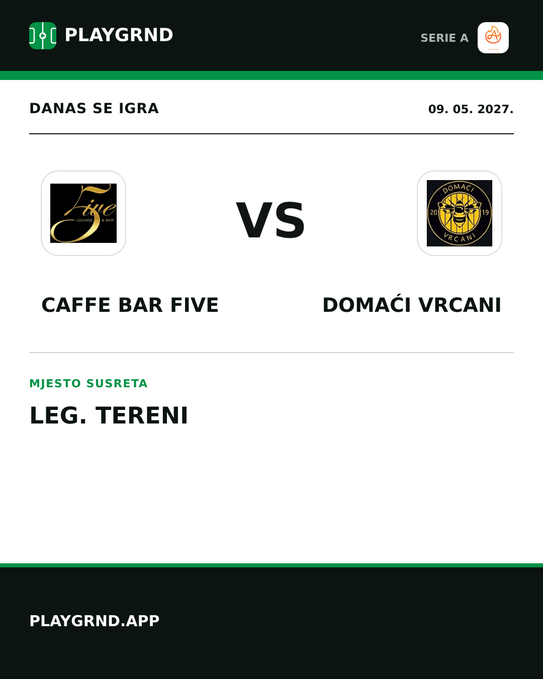 Instagram slika: Caffe Bar Five vs Domaći Vrcani
