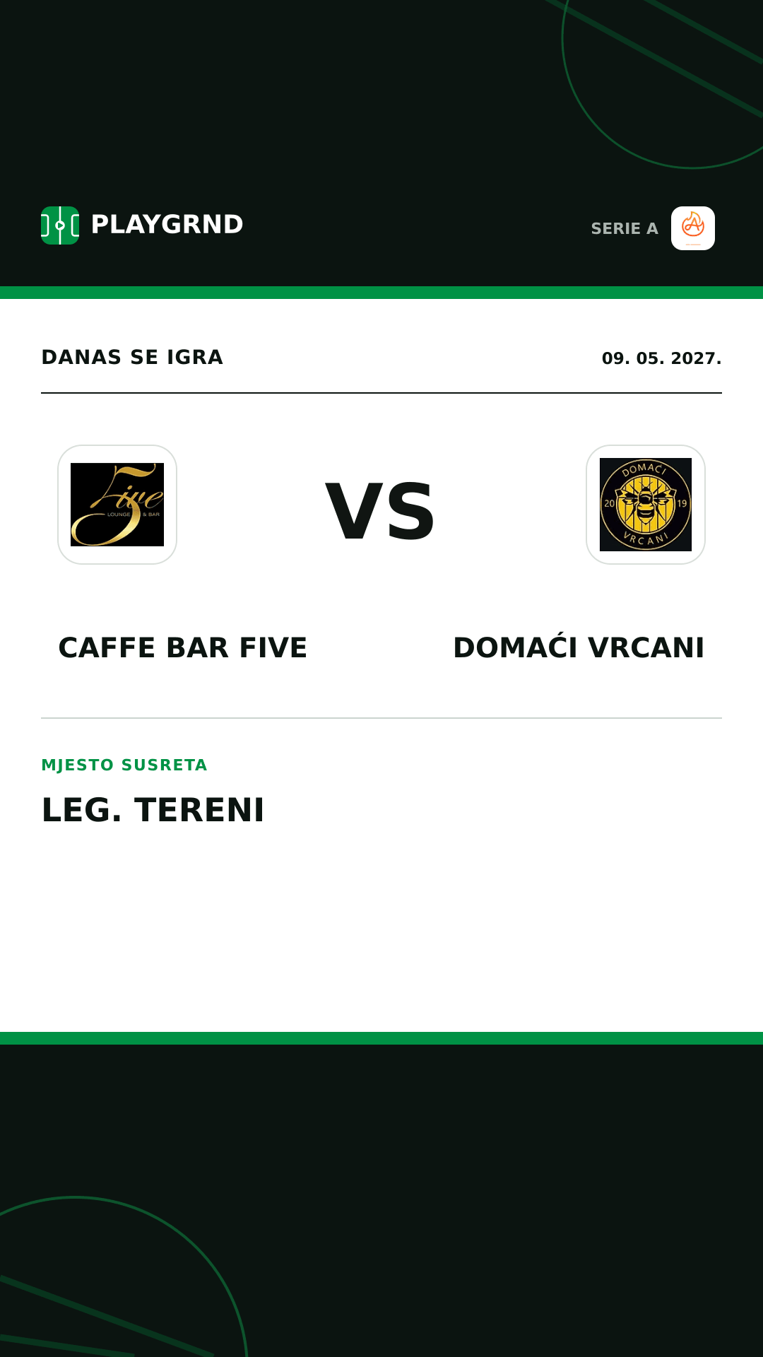 Instagram slika: Caffe Bar Five vs Domaći Vrcani