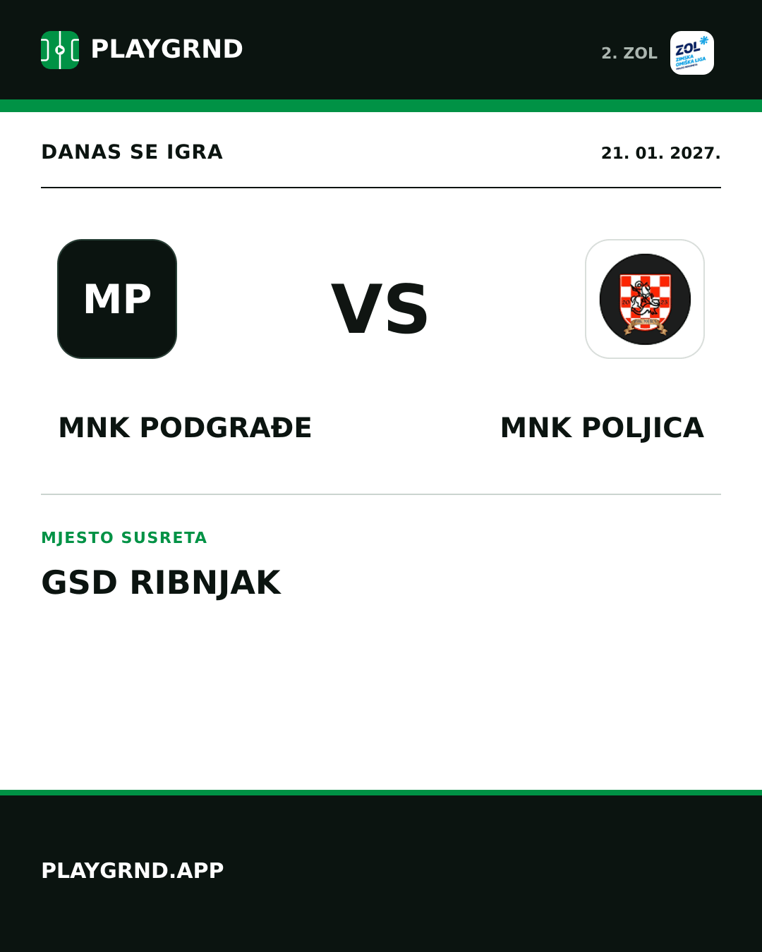 Instagram slika: MNK Podgrađe vs MNK Poljica