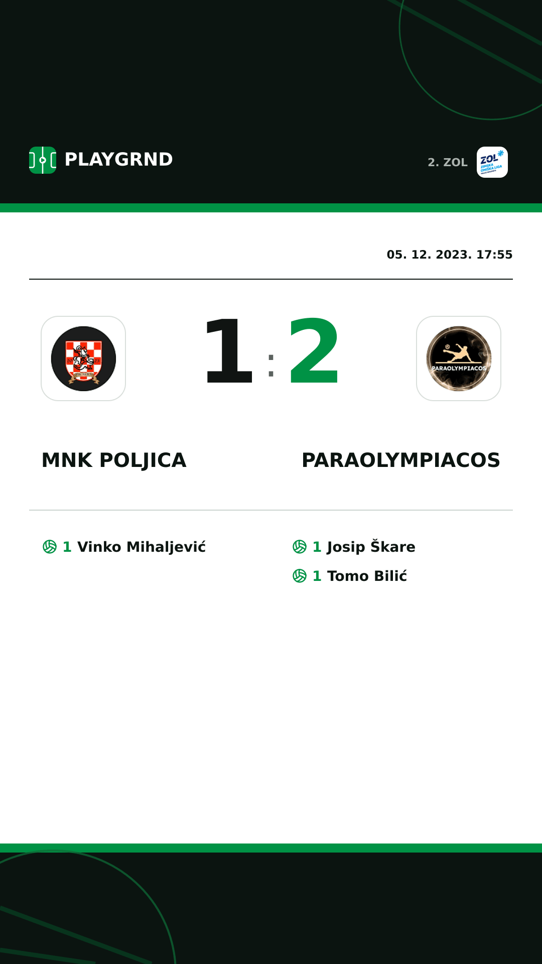 Instagram slika: MNK Poljica 1:2 Paraolympiacos
