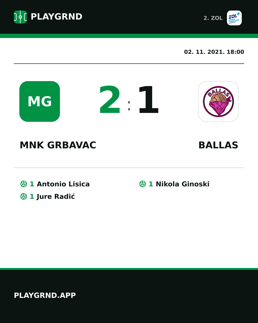Instagram slika: MNK Grbavac 2:1 Ballas