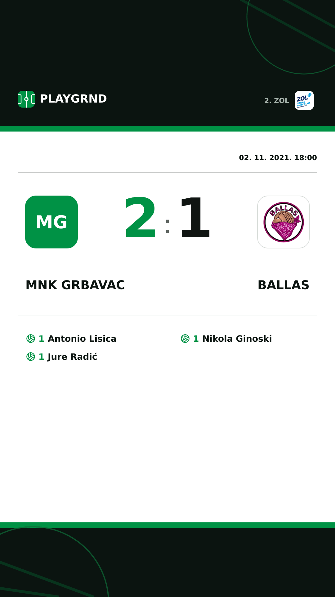 Instagram slika: MNK Grbavac 2:1 Ballas