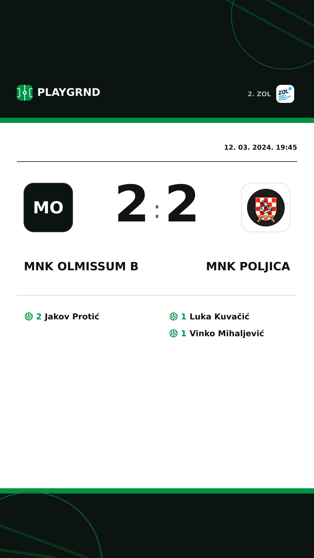 Instagram slika: MNK Olmissum B 2:2 MNK Poljica