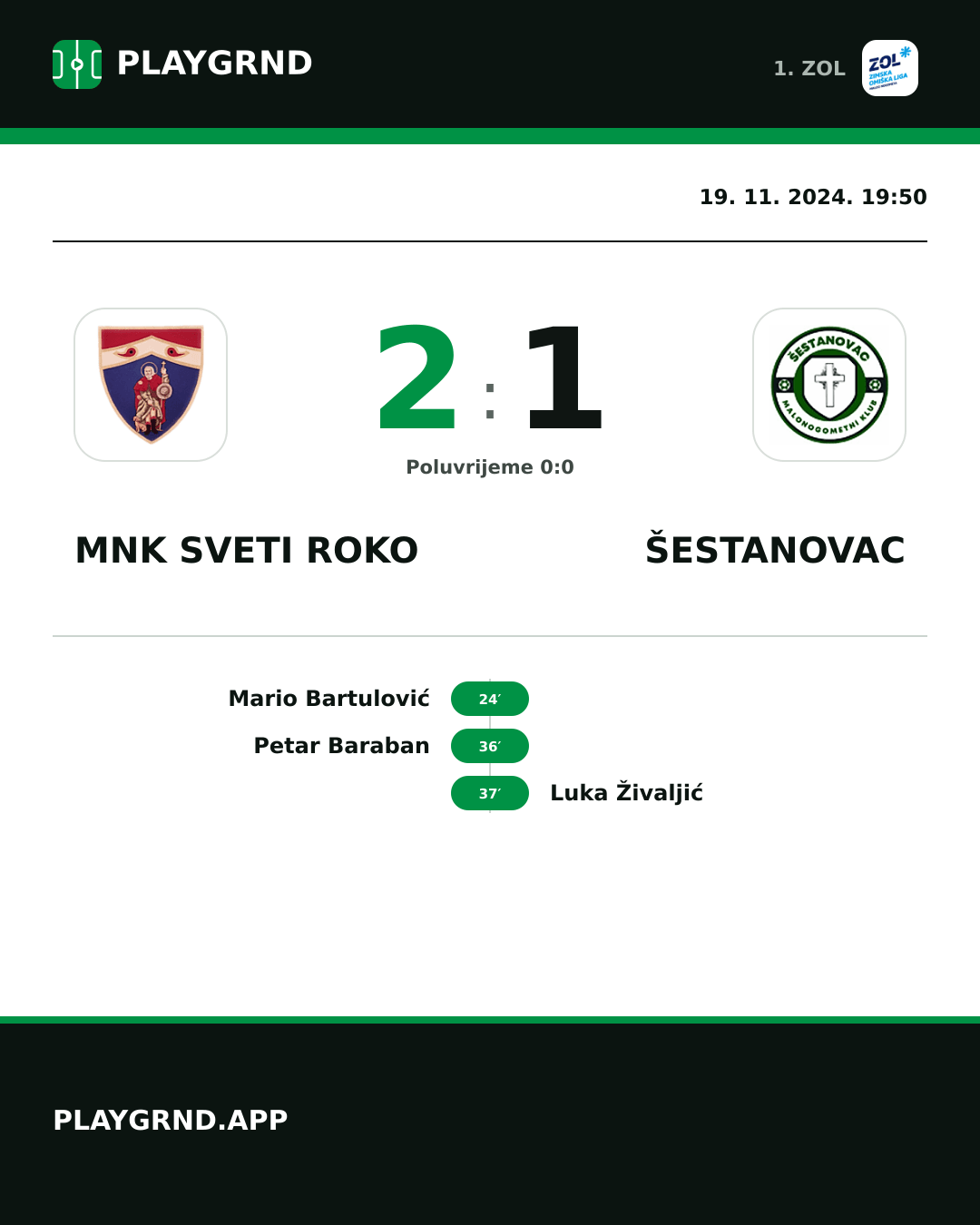 Instagram slika: MNK Sveti Roko 2:1 Šestanovac