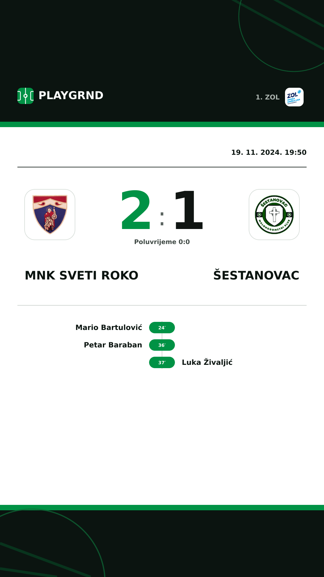 Instagram slika: MNK Sveti Roko 2:1 Šestanovac