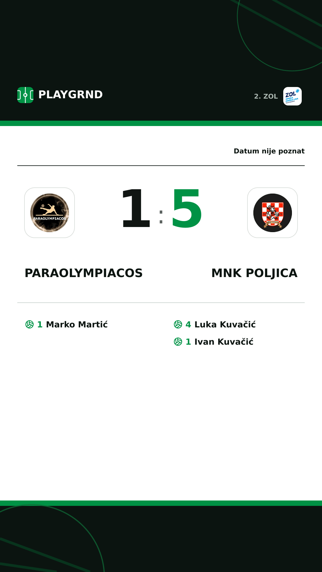 Instagram slika: Paraolympiacos 1:5 MNK Poljica