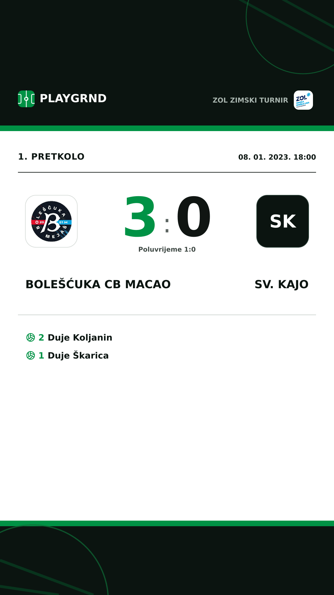 Instagram slika: Bolešćuka Cb Macao 3:0 Sv. Kajo