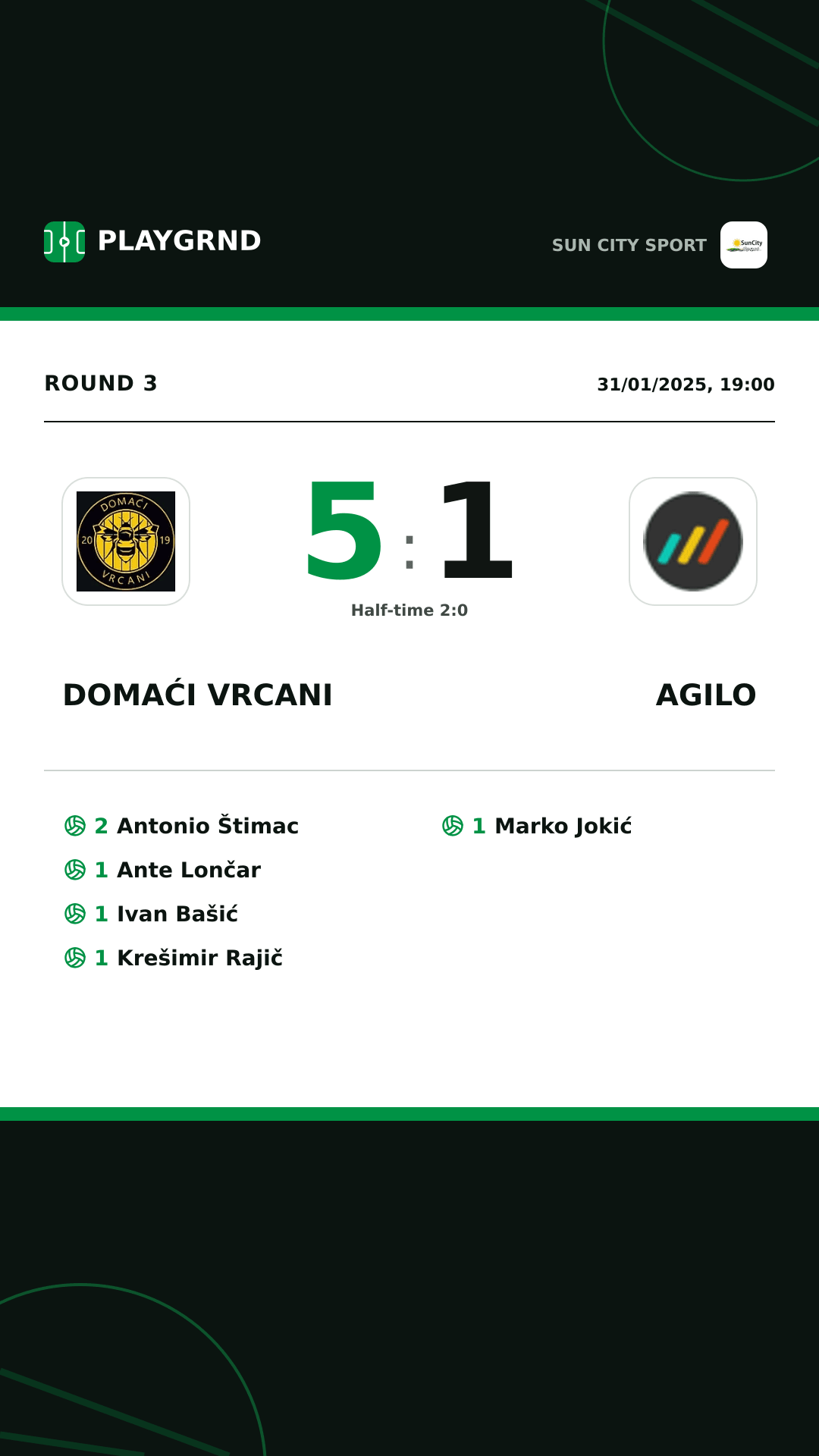 Instagram artwork: Domaći Vrcani 5:1 Agilo