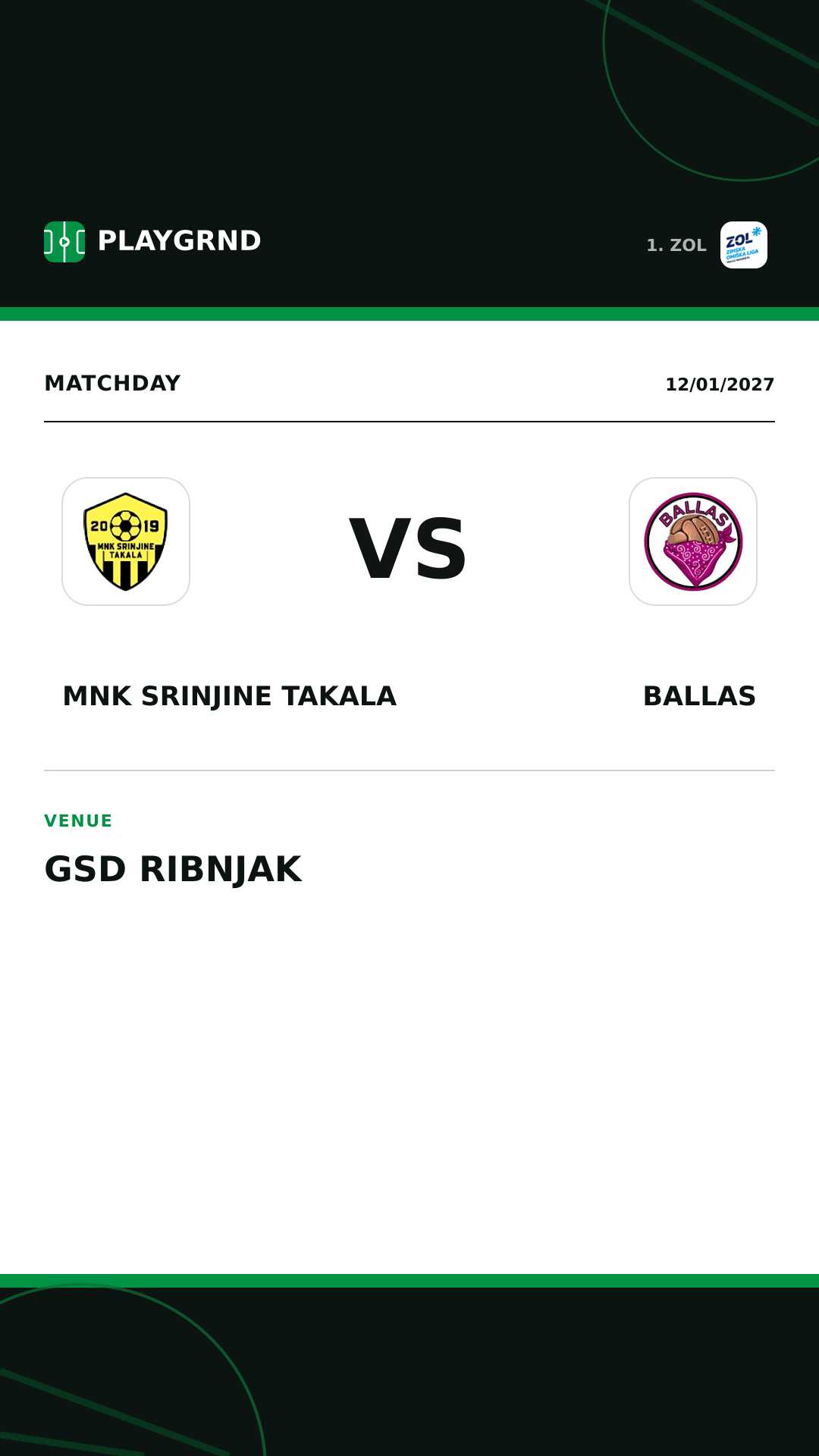 Instagram artwork: MNK Srinjine Takala vs Ballas
