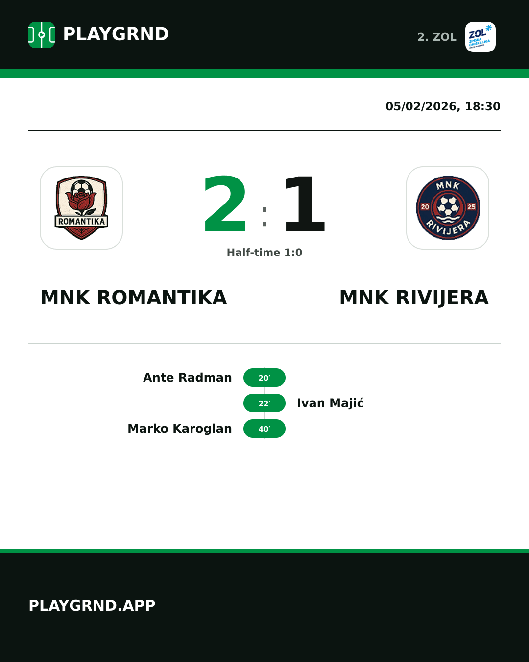 Instagram artwork: MNK Romantika 2:1 MNK Rivijera
