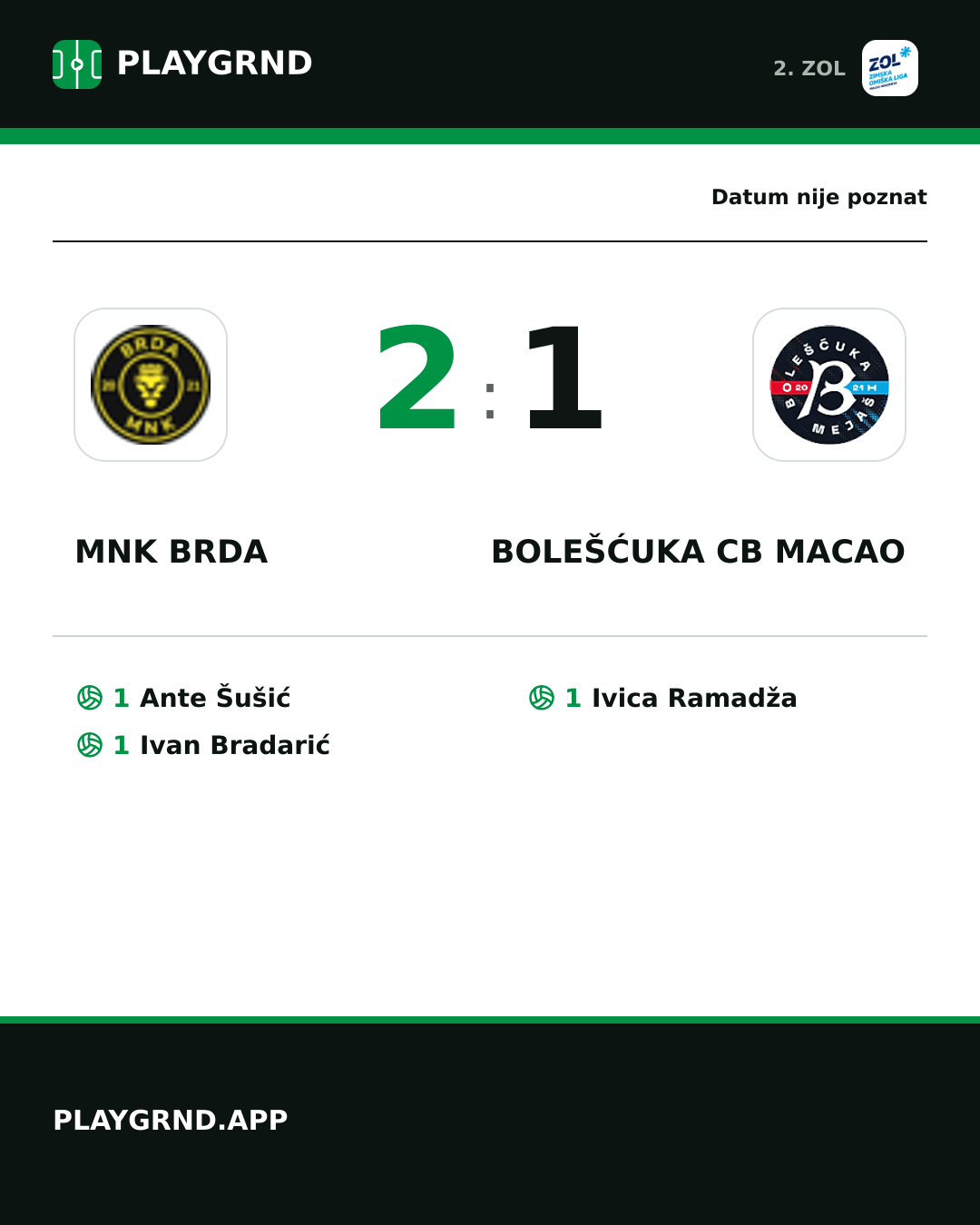 Instagram slika: MNK Brda 2:1 Bolešćuka CB Macao