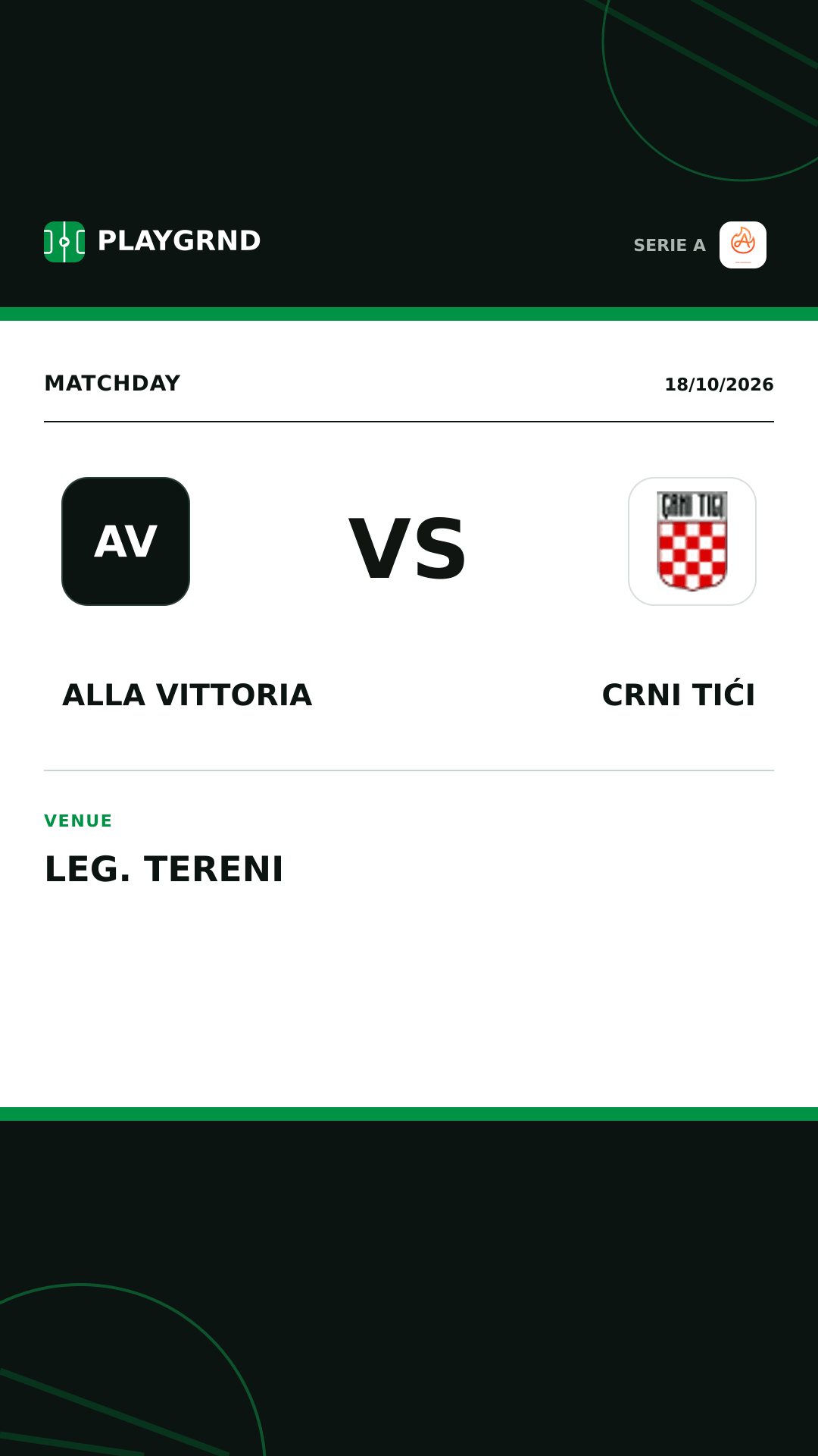 Instagram artwork: Alla Vittoria vs Crni Tići