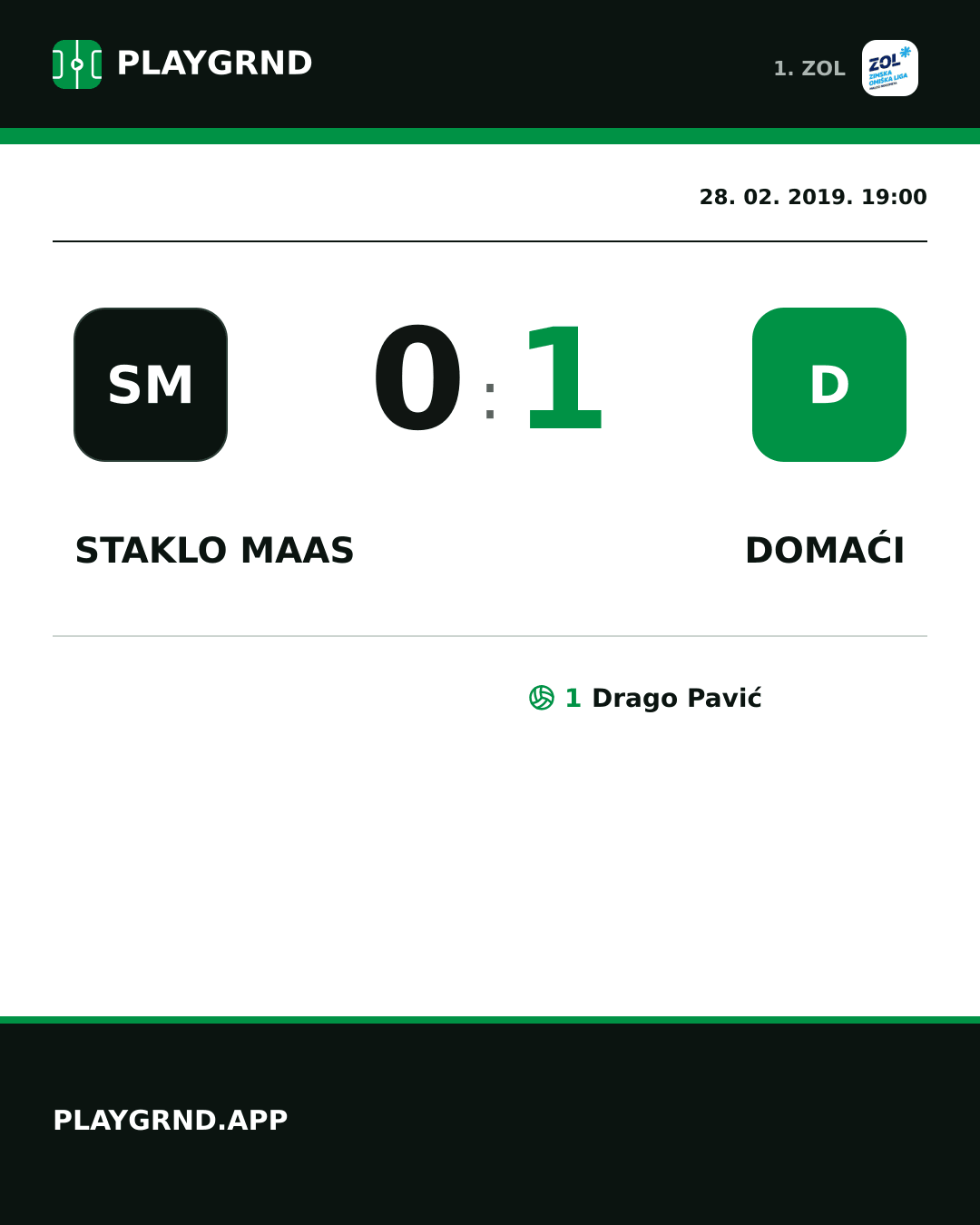 Instagram slika: Staklo Maas 0:1 Domaći