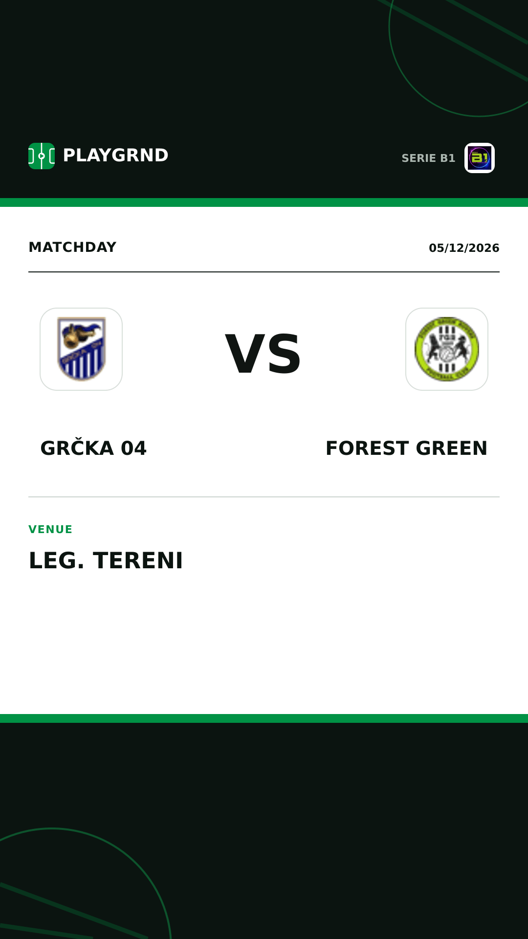 Instagram artwork: Grčka 04 vs Forest Green
