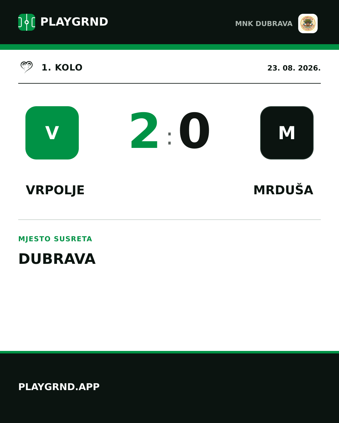 Instagram slika: Vrpolje 2:0 Mrduša
