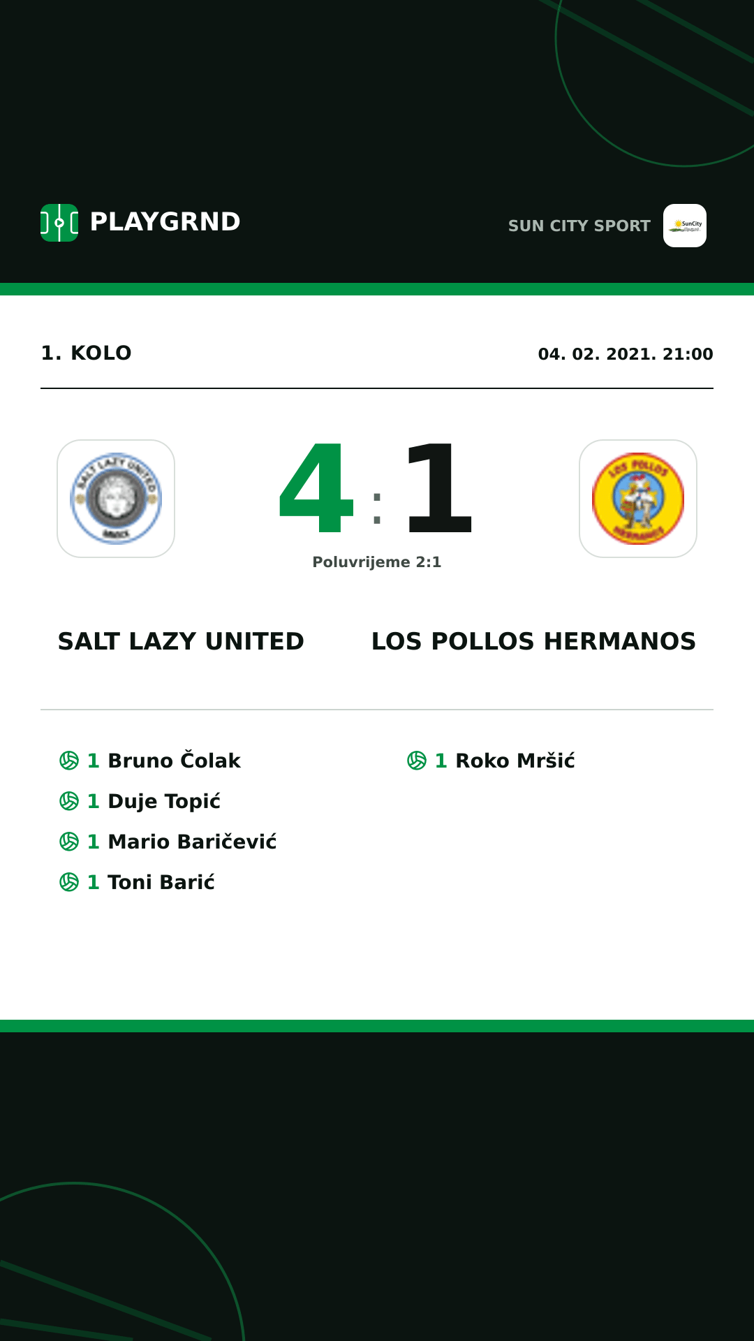 Instagram slika: Salt Lazy United 4:1 Los Pollos Hermanos