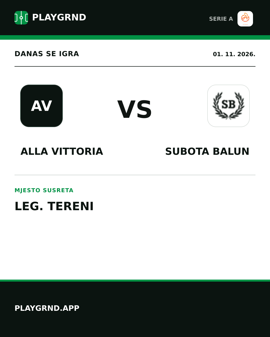 Instagram slika: Alla Vittoria vs Subota Balun