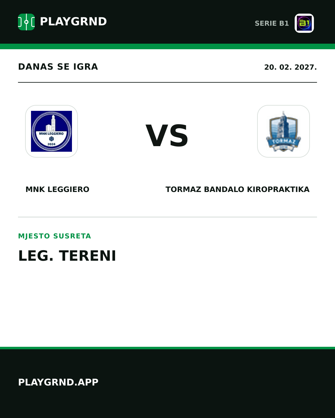 Instagram slika: MNK Leggiero vs Tormaz Bandalo Kiropraktika