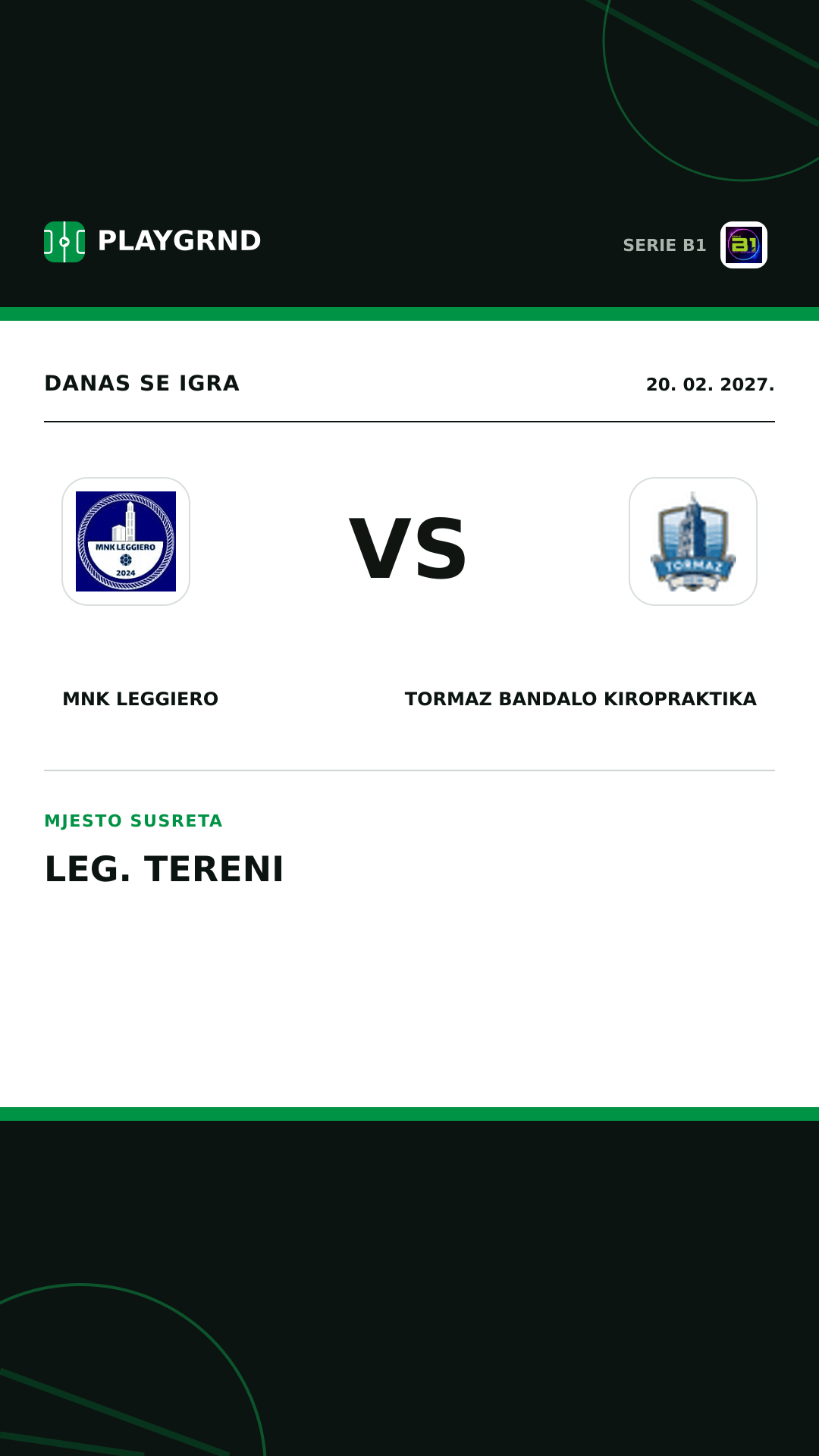 Instagram slika: MNK Leggiero vs Tormaz Bandalo Kiropraktika
